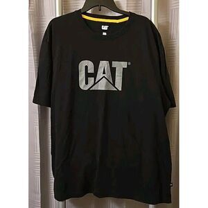 Preowned Black Caterpillar Men's Short Sleeve Logo Tee‎ 2XL